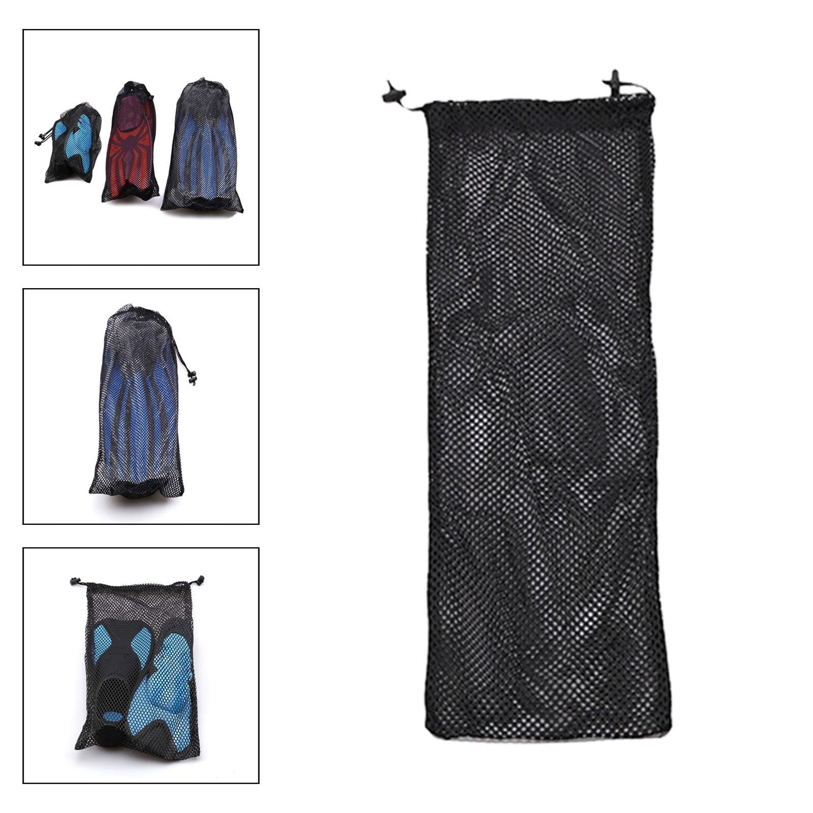 Colaxi Free Diving Fins Drawstring Bag Pouch Snorkeling Flippers Carrier Mesh Gear Carry Bag for Snorkeling Beach Freediving Surfing, 24cmx65cm