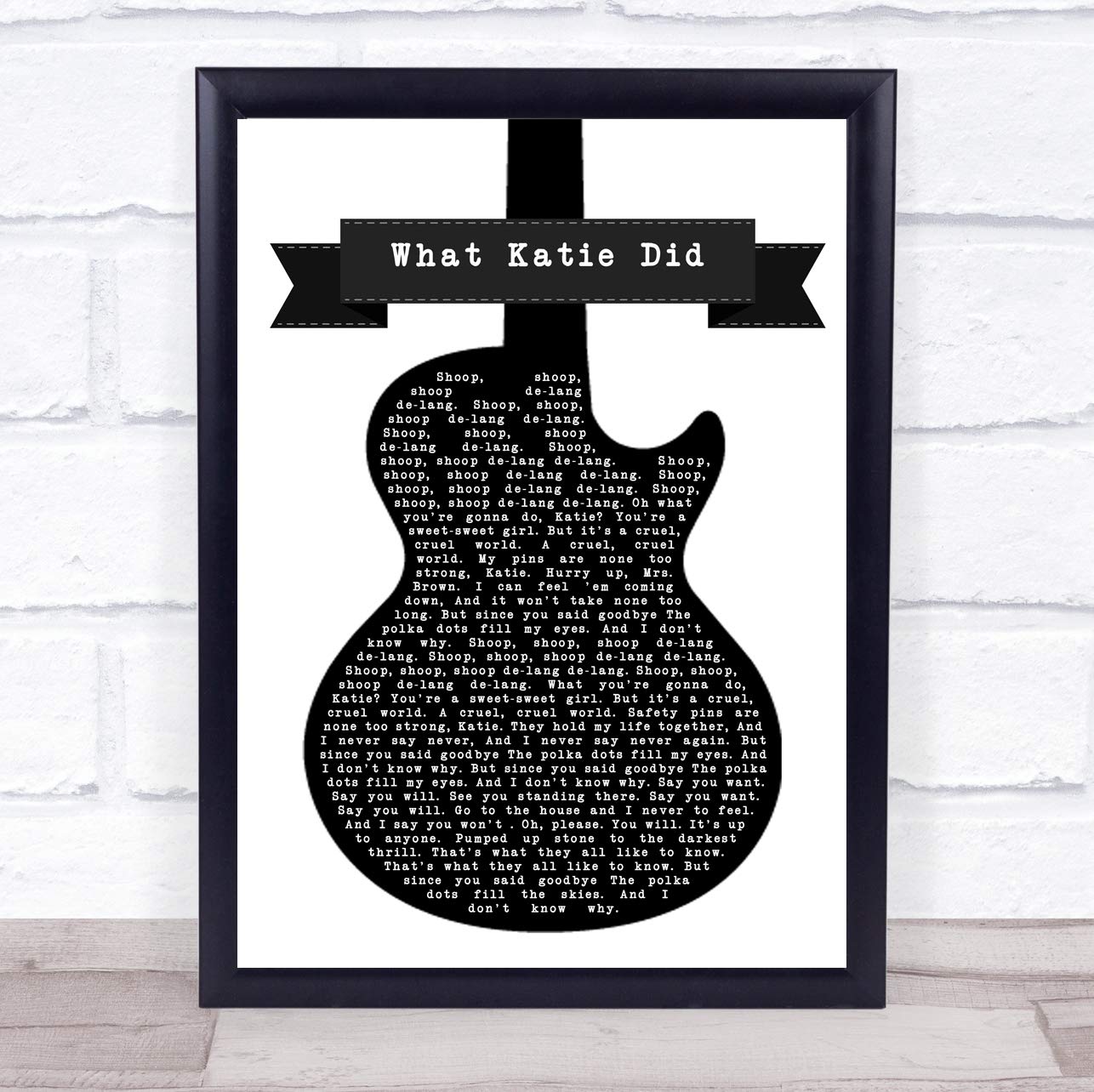 Fingerprint DesignsFingerprint Designs What Katie Did Black & White Guitar Song Lyric Print