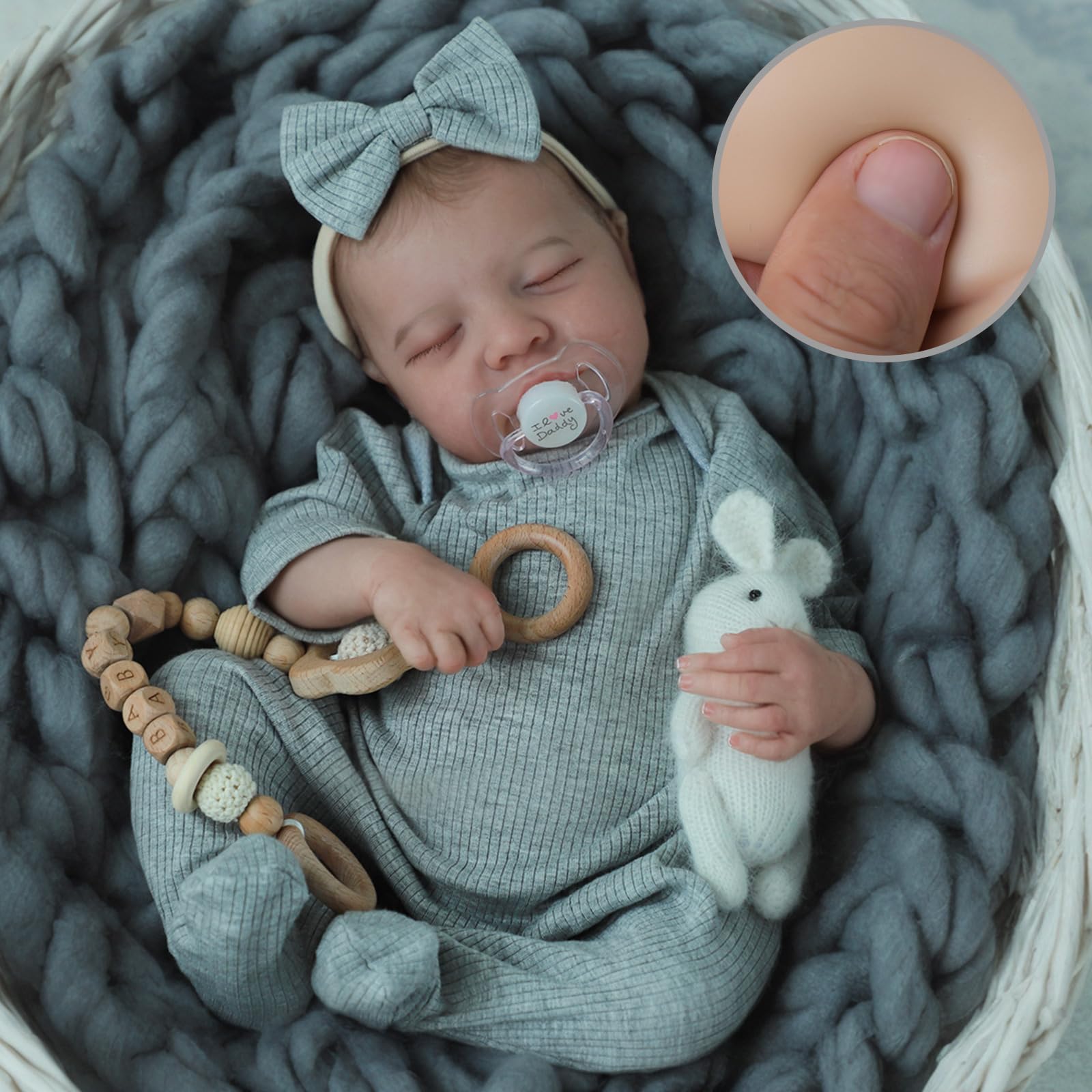 SCOM Realistic Reborn Baby Dolls - 18 Inch Real Life Baby Girl, Lifelike Newborn Weighted Doll with Full Body Soft Vinyl for Kids Age 3 4 5 6+ Gift