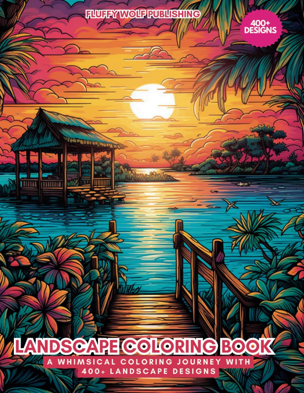 Livre coloriage paysage anti-stress pour calmer l'anxiété