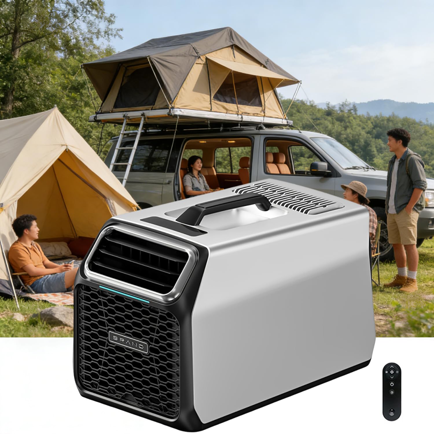 Nuovo climatizzatore Portatile da Campeggio 3500 BTU per Tenda e Piccoli spazi (3–5 m²), condizionatore Camper Silenzioso con Timer e Telecomando Silver