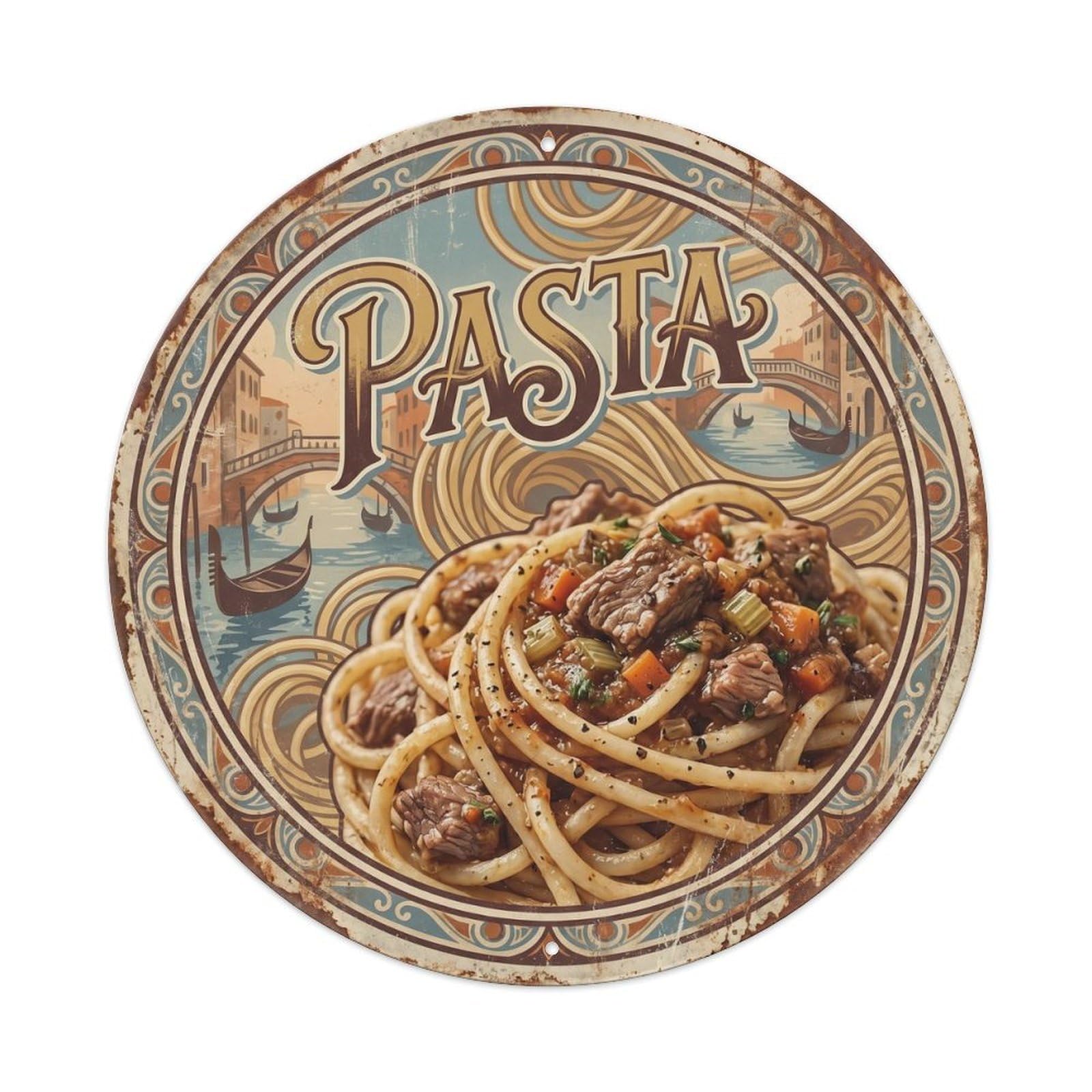 Este 8X8inch Style Pasta Diner Cuisine Cucina Italiana Vintage Travel Metal Tin Sign