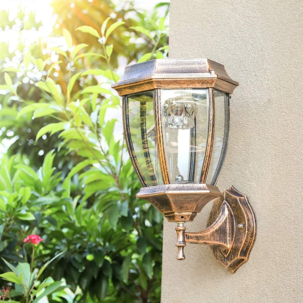 Focos solares de pared para exteriores, impermeables, LED, para terraza, farol de pared, lámpara de pared europea para jardín, luz de aluminio para jardín, luz de pared exterior, aplique de pared pa