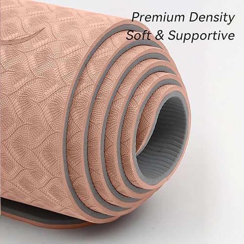 Miniatura 6 de Eco-Friendly TPE Yoga Mat Non Slip Alignment Lines, Dual-Layer Grip,Odorless, Carry Strap - Premium Exercise Pilates Workout Mat for Home & Studio