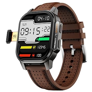 Fire-Boltt Snapp Smart Watch, Selfie Camera, 4G Nano-SIM Slot, 54.1mm AMOLED Display, Play Store- Unlimited apps, 1000mAh Battery, 2GB/4GB RAM + 16GB/64GB ROM (Cocoa Brown) - image, photos