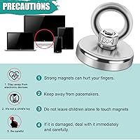 Vista 6 de 6 piezas de imanes de pesca de elevación, imanes súper fuertes de 100 libras de fuerza resistentes, imanes grandes de tierras raras potentes, imanes