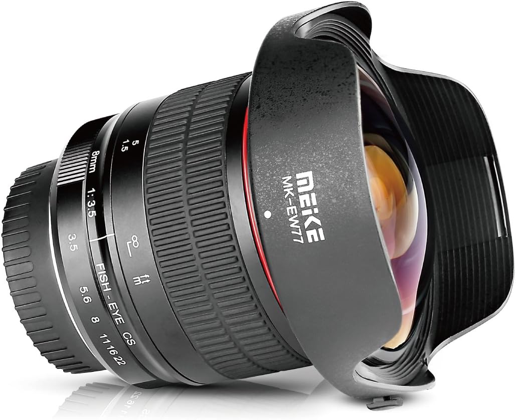 Meike 8mm F3.5 Ultra Wide Angle Manual Focus Rectangle Fisheye Lens Compatible with Nikon APS-C DSLR D500 D3200 D3300 D3400 D3500 D5200 D5300 D5500 D5600 D7100 D7200 D7500 DSLR Cameras