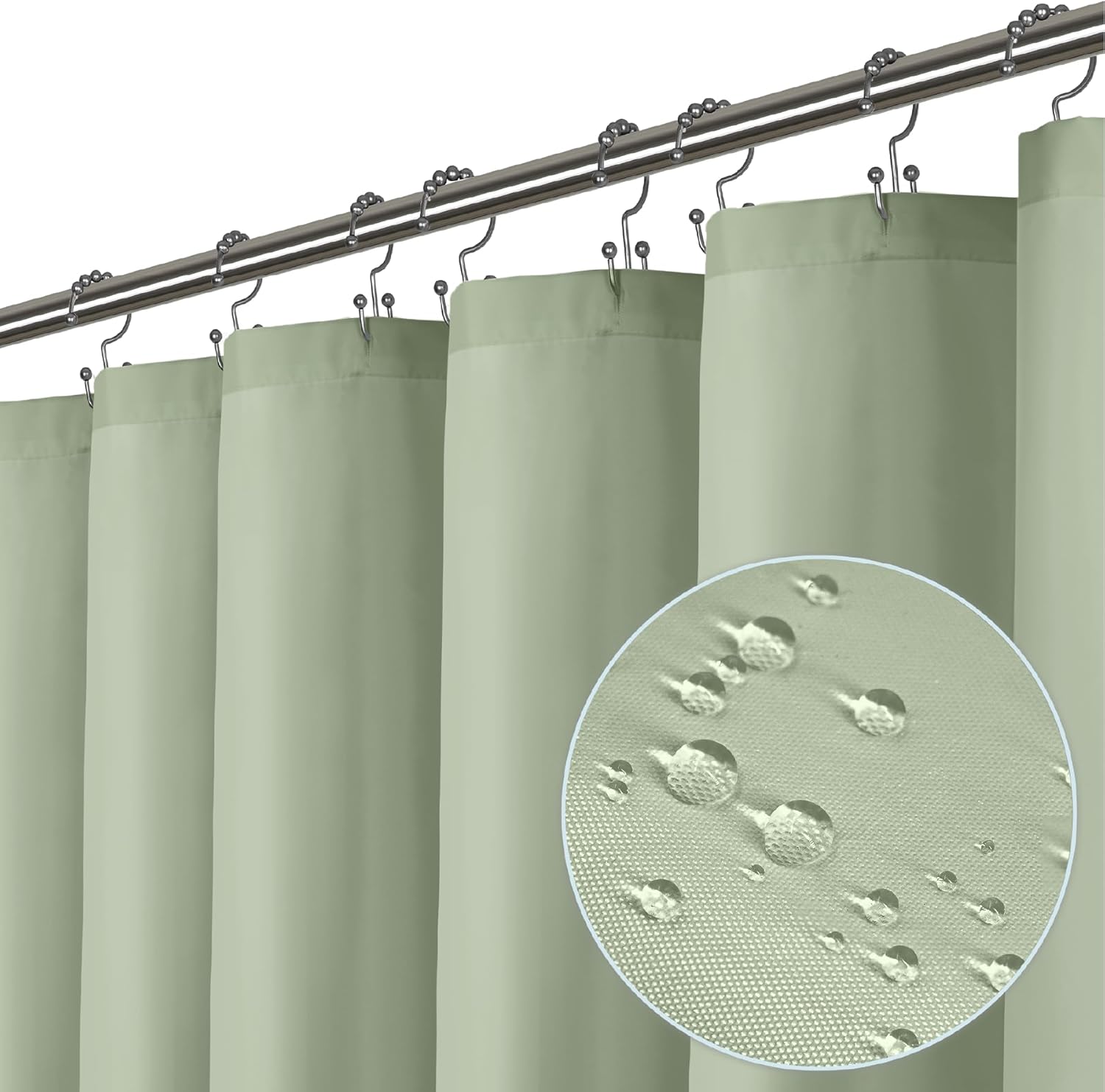 LiBa Green Shower Curtain, Fabric Shower Curtain, Water