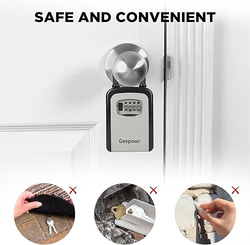 Miniatura 2 de Estuche para llaves de contraseña, cerradura de almacenamiento de llaves de combinación de 4 dígitos, caja de seguridad portátil para montaje en