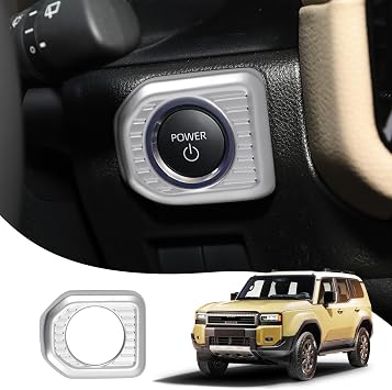 One-Click Start Decorative Sticker for 2024 2025 2026 Toyota Land Cruiser 250 1958 Prado Lc250 J250 Ignition Button Panel Interior Modification Accessories Silver