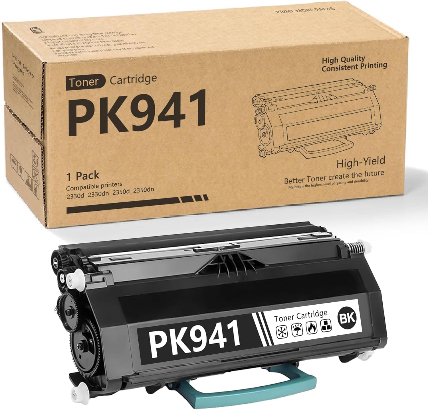 LOMENTICS PK941 Toner Cartridge High Yield Replacement for Dell PK941 Work for 2330d/2330dn/2330dtn/2350d/2350dn Printers, 1-Pack, Black [6,000 Pages]