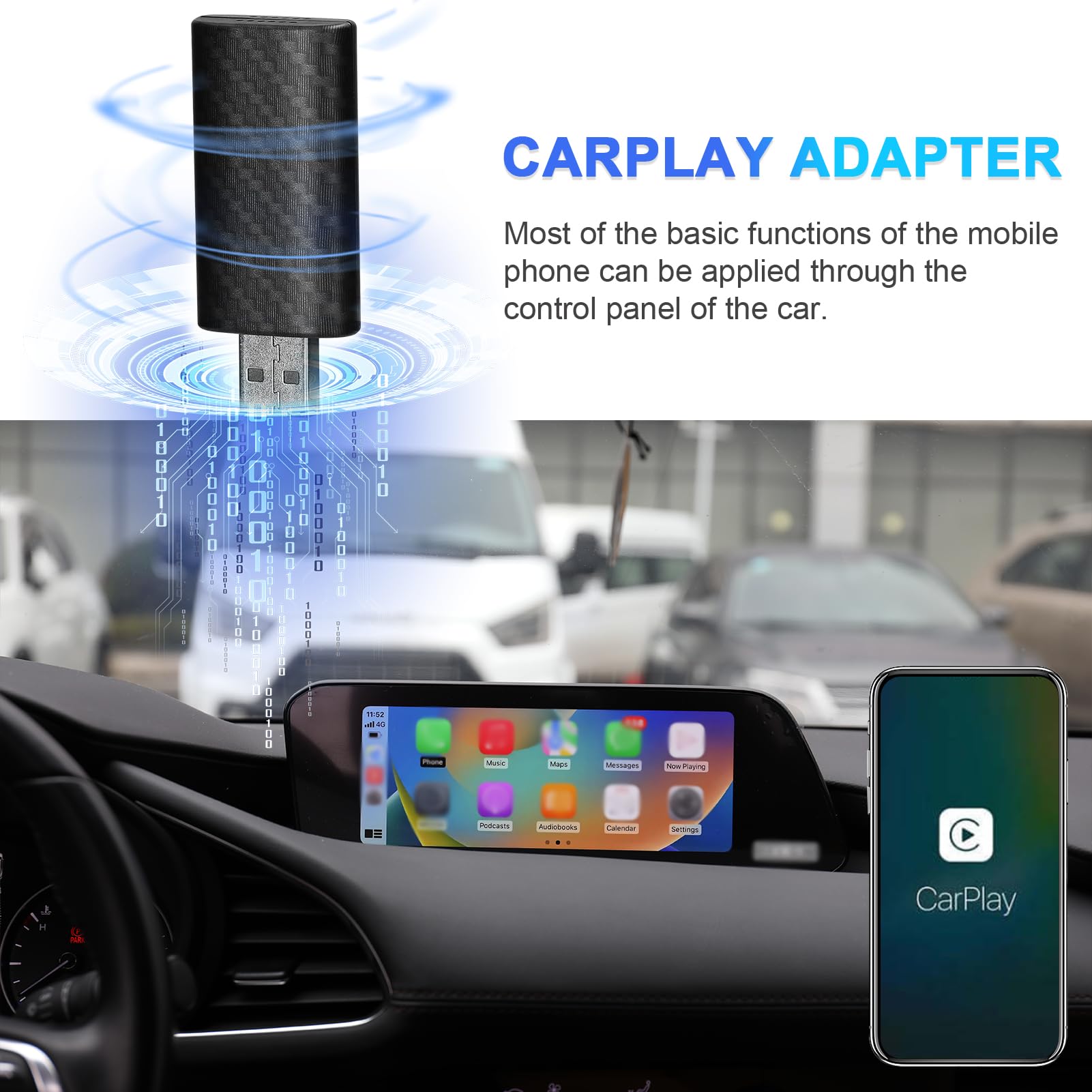 Walmeck Bezprzewodowy Adapter CarPlay USB, Przewodowy do Modułu Transmisji