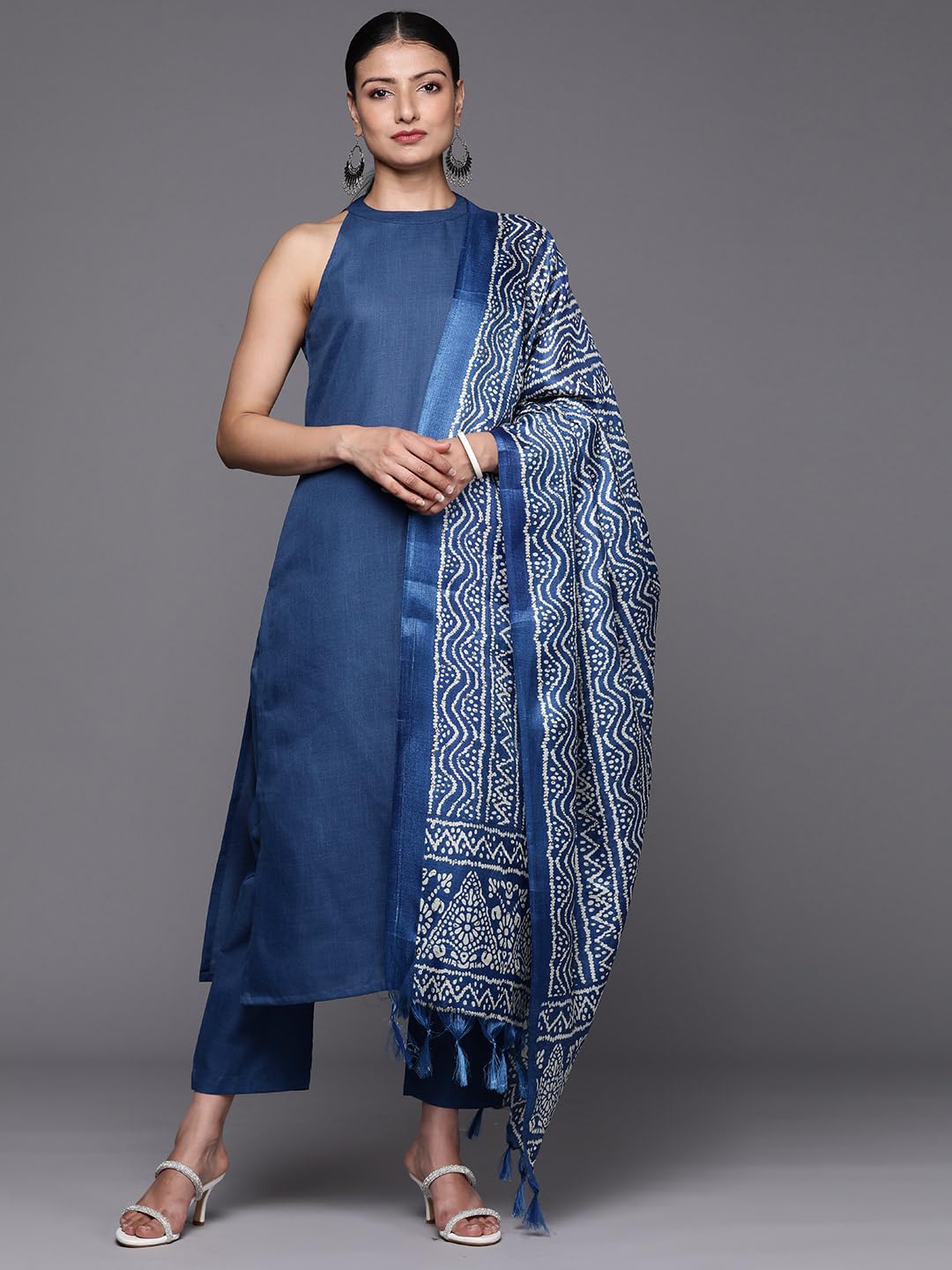 Varanga Blue Solid Kurta Set With Printed Dupatta  Comfortable & Stylish, Party Wear For Women, Casual & Festive Wear, Kurta Sets Women, Ladies Kurta Set With Dupatta (Small)