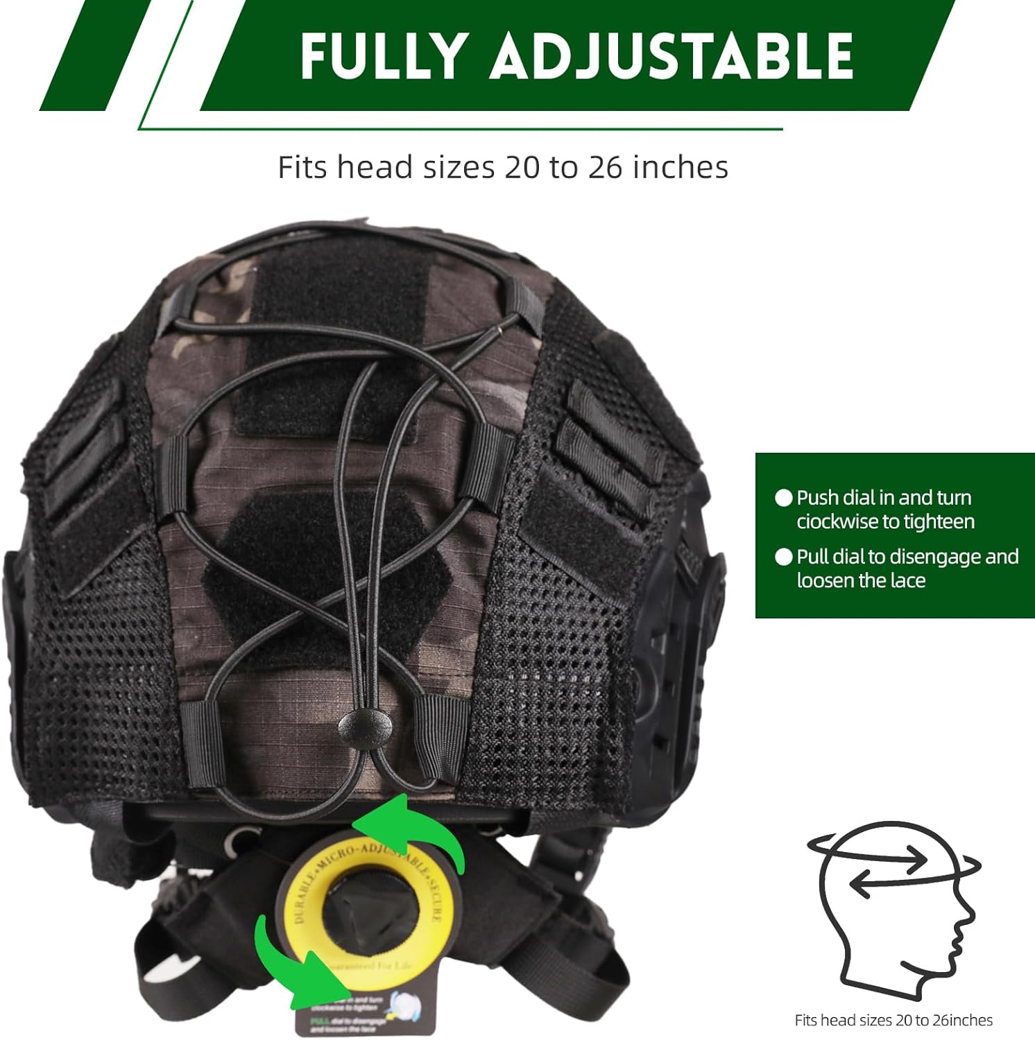 Adjustable Tactical Helmet with Battery Pouch & Cover for Airsoft, Cosplay, Military Gear