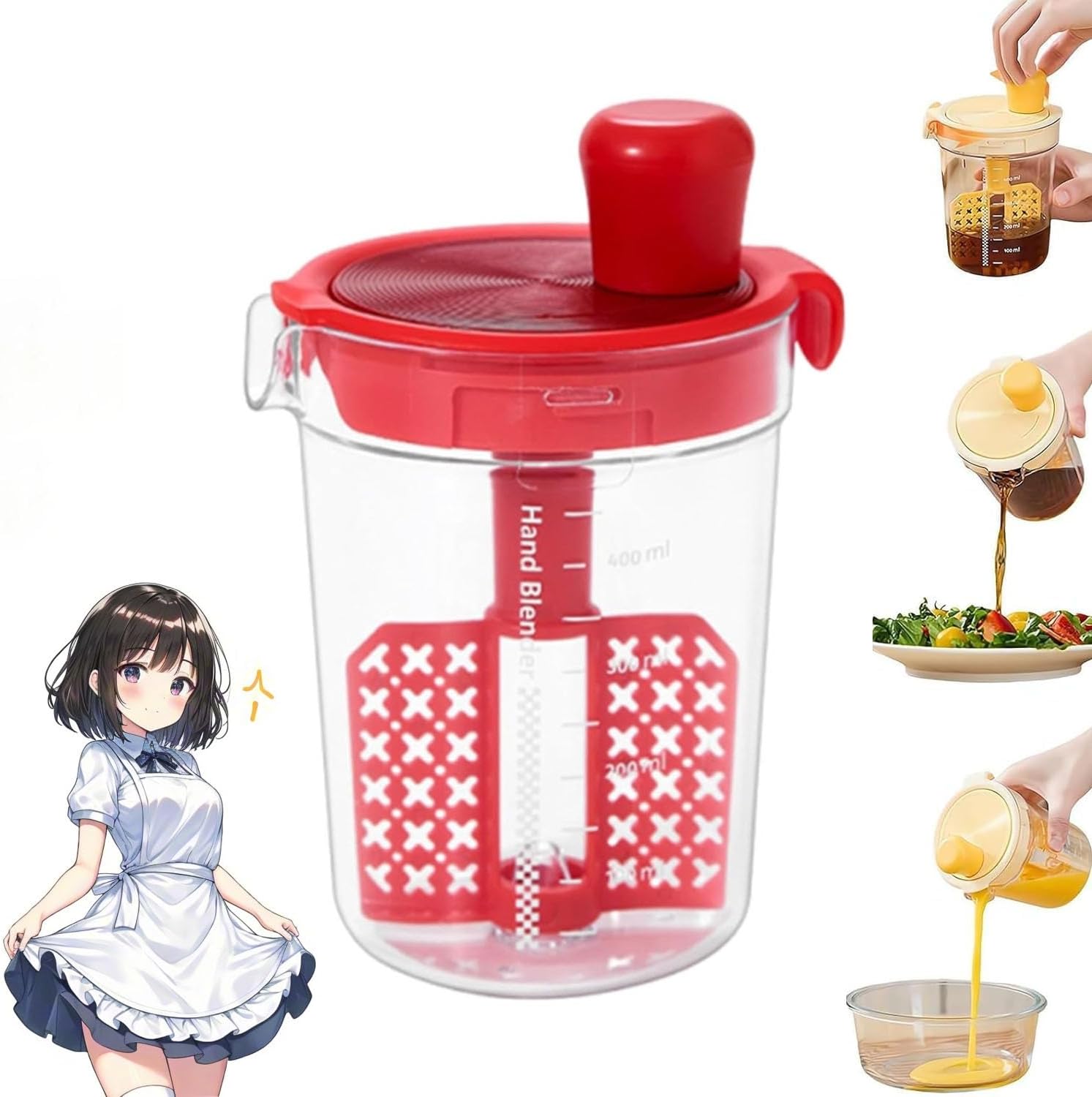 Manual Egg Mixing Cup with Scale, Household Seasoning Mixer Hand Blender, Salad Dressing Mixer, Salad Mixing Cup, DIY Homemade Dipping Sauce Kitchen Manual Mixing Tool(Red) Manual Egg Mixing Cup with Scale, Household Seasoning Mixer Hand Blender, Salad Dressing Mixer, Salad Mixing Cup, DIY Homemade Dipping Sauce Kitchen Manual Mixing Tool(Red)