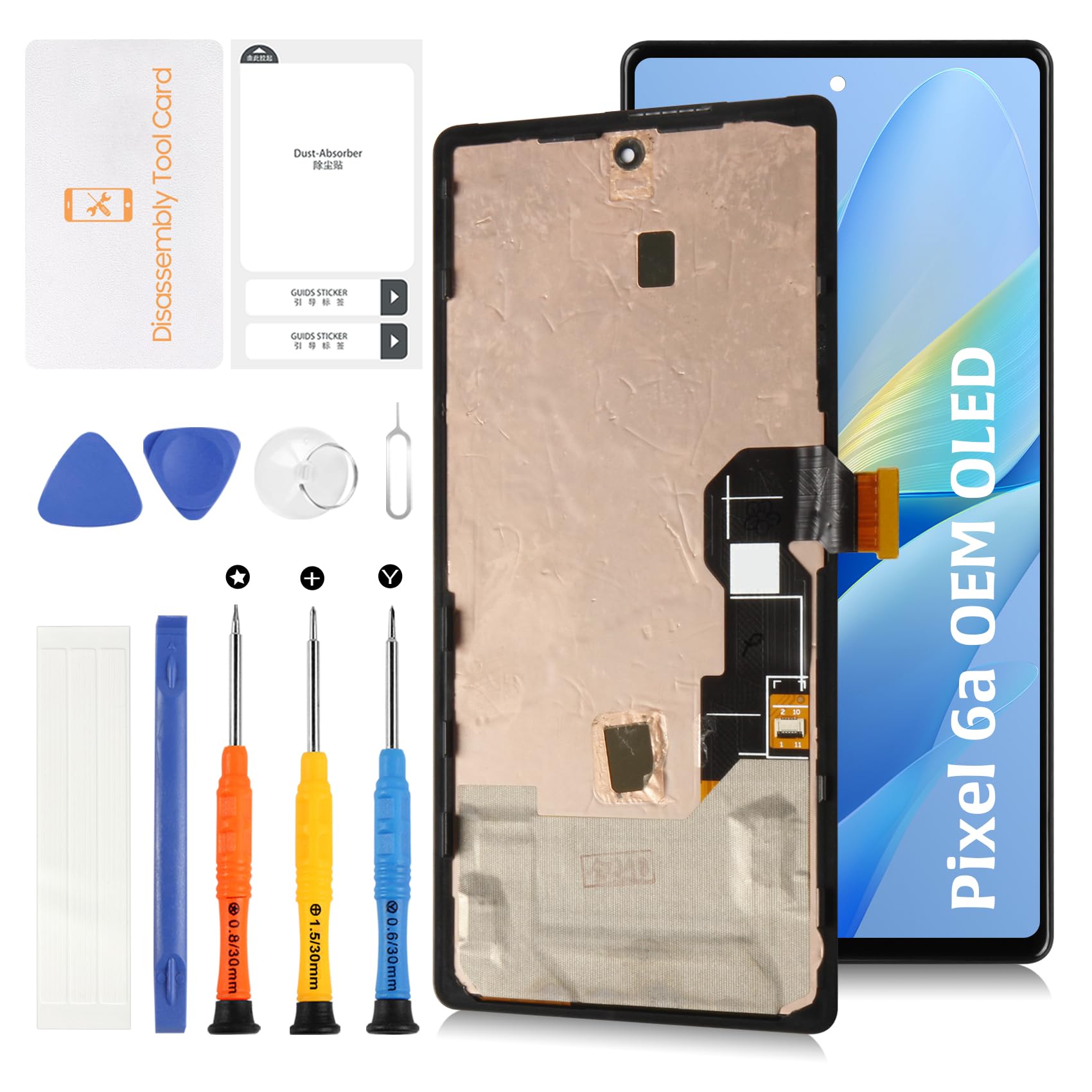 OLED for Google Pixel 6A 6.1" Display Screen +Frame (Fingerprint Support) LCD Screen Replacement Display Touch Digitizer Assembly GX7AS GB62Z G1AZG GB17L