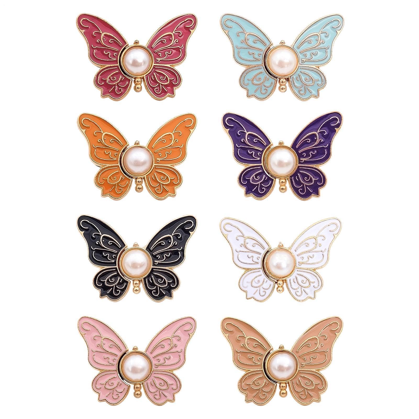Sempidka Jean Tightener For Waist, 8 Pieces Butterfly Adjustable Buckle Set Jean Button Waist Tightener Strap Extender Stand For Dress Jackets Collars Coat Backpacks Blouse Loose Jeans Skirts