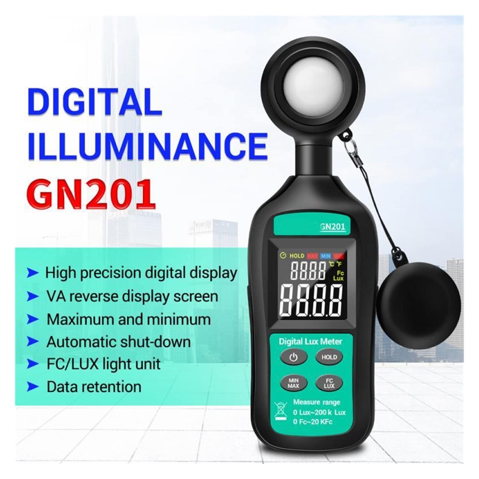 Misuratore di luce, Misuratore di illuminamento UV. Radiometro Palmare Illuminatore del Misuratore di illuminazione Misuratore Digitale Illuminatore Digitale Palmare Ambient Temperatis Meter