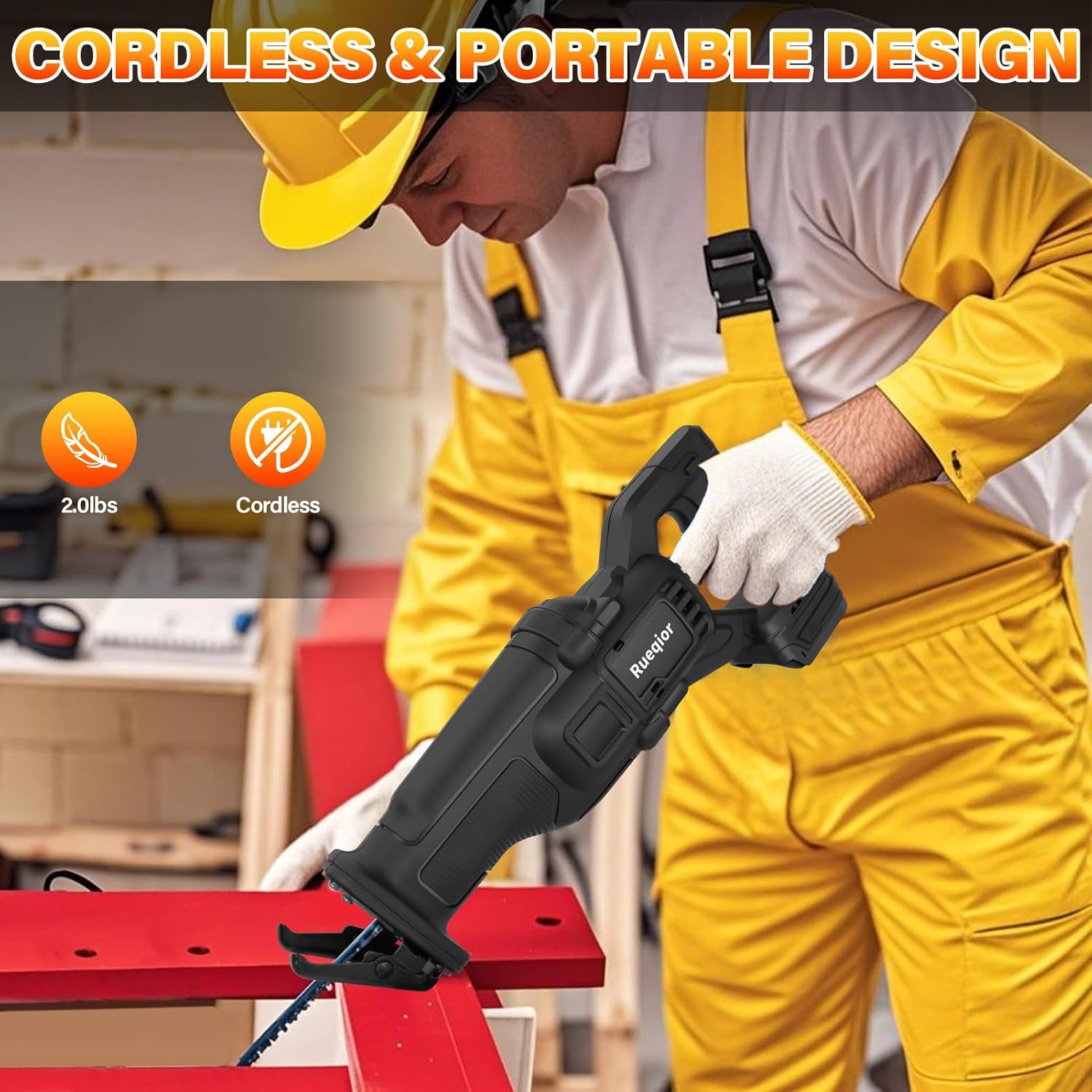 Cordless Reciprocating Saw for Dewalt 20V Battery, Power Recipro Saw Brushless Motor 0-4000SPM for Wood, Metal, PVC Pipe, Lightweight & Professional Power Tool(NO Battery)