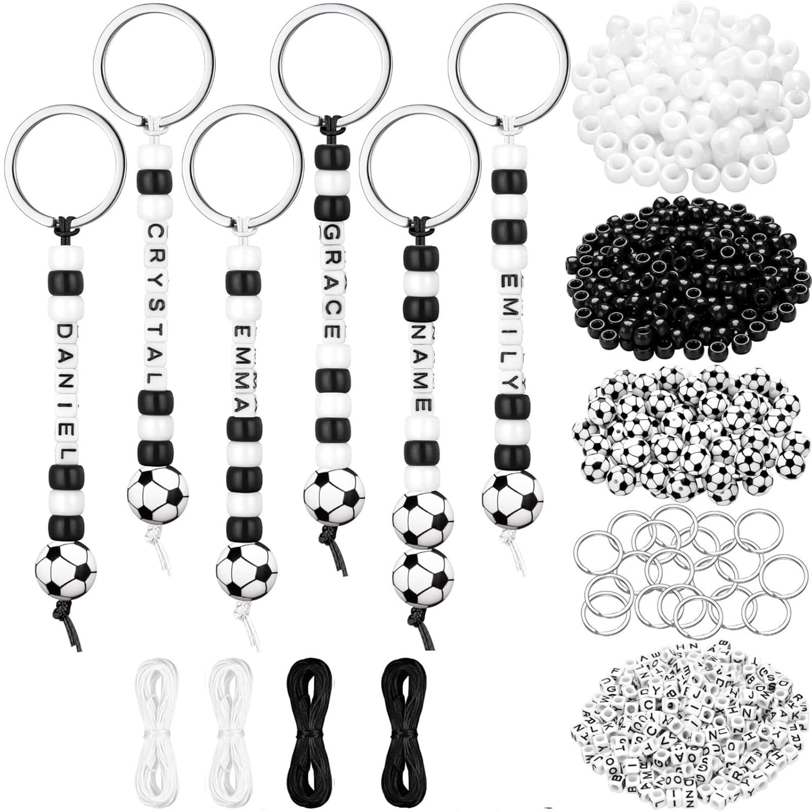 Fresilkora 564-Piece Football-Themed Keyring Making Kit, Bead Phone Charm Making Kit, Key Chain Making Kits, DIY Keyring Supplies Making Set for Parent-Child Interaction and Football Enthusiasts