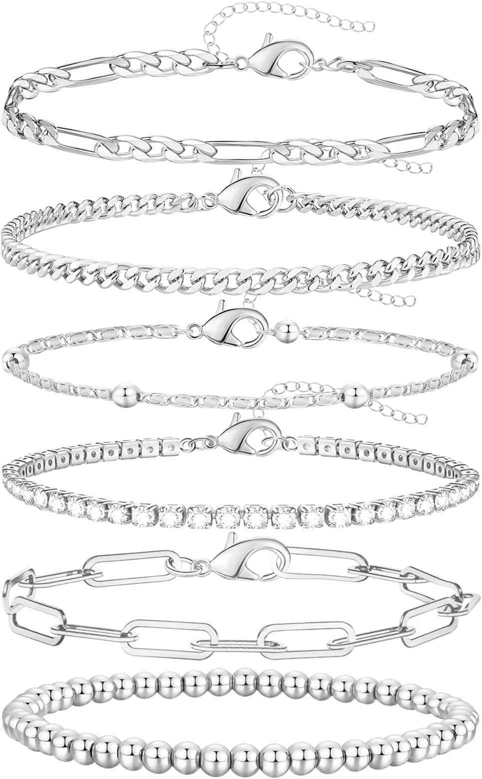 adoyi Gold Chain Bracelet Set for Women 14K/18K Real Gold Plated Bead Charm Link Chain Trendy Stackable Bracelets for Women Teen Girls Trendy Gold Bracelets Adjustable Gift