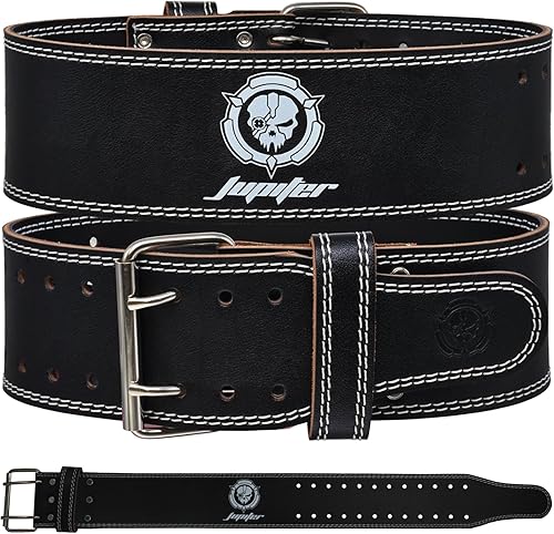 Miniatura 17 de Cinturón para levantamiento de pesas (15,2 cm de ancho) - Piel auténtica, ofrece soporte para la espalda. Hebilla de doble punta, ideal para Blanco