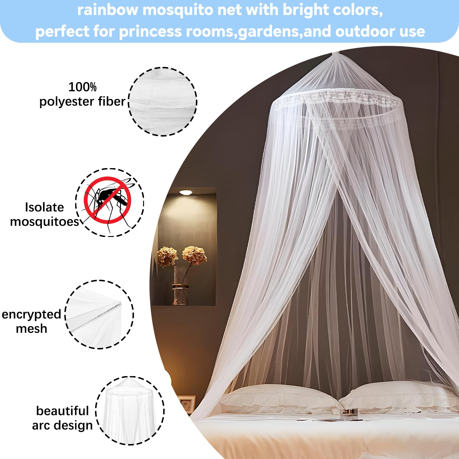 Moustiquaire Blanche pour lit d'enfant, moustiquaire pour lit d'enfant, baldaquin, Maison, Voyage, Camping, 60 x 250 x 1050 cm