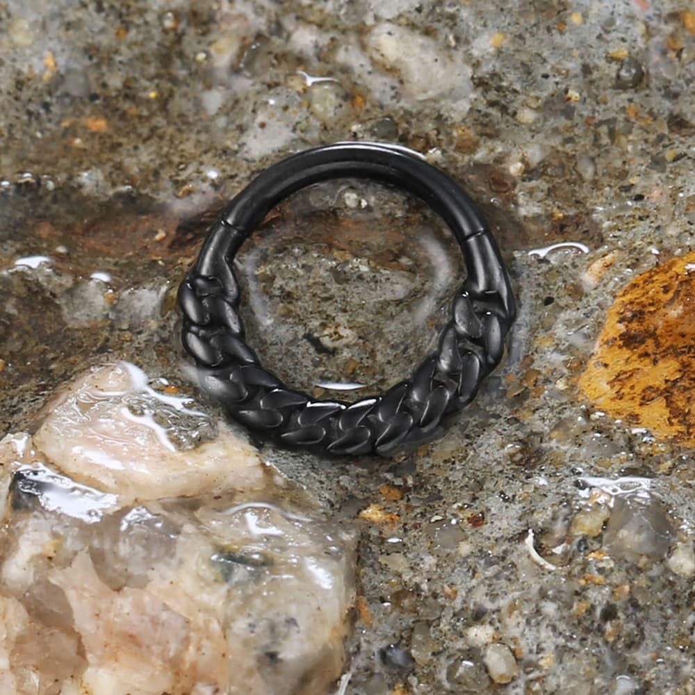 Septum rings hoops,1PCS 16G/8mm Ring Multi-Cones Surgical Stainless Steel Nose Ring Hoop Jewelry Clicker Cartilage Earring Hinged Segment Daith Piercing - Image 6