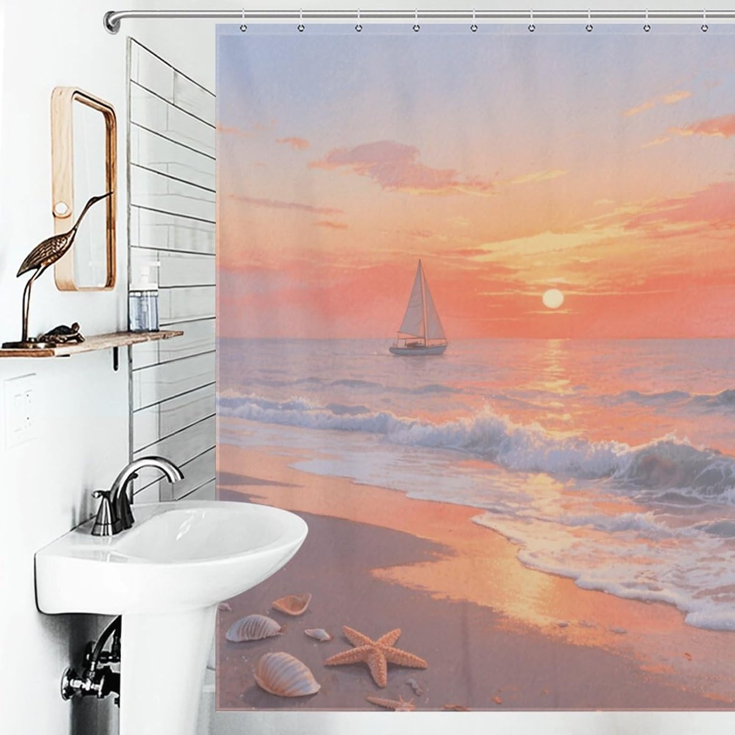 Shower Curtains Fabric Shower Curtain Liner Liner Showers Curtain A Sunset at The Seaside Showers Curtin Opaque for Privacy Protection Water Splash Protection High Aesthetics