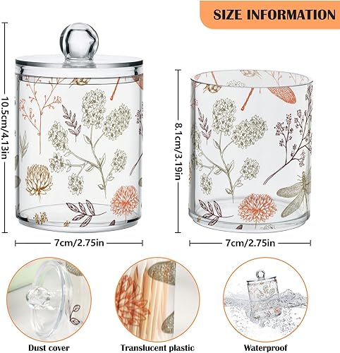 Vista 12 de Paquete de 2 recipientes de almacenamiento de mármol turquesa para baño, juego de tarros de boticario de plástico acrílico, organizador