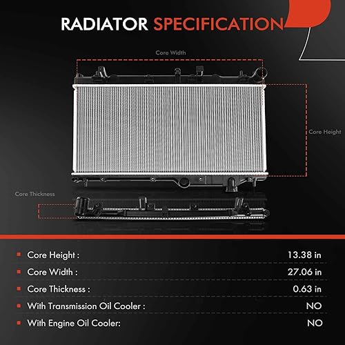 Miniatura 2 de A-Premium Conjunto de radiador de refrigerante del motor compatible con Subaru Impreza 2008 2009 2010 2011 2012 2013 2014 H4 2.5L turboalimentado,