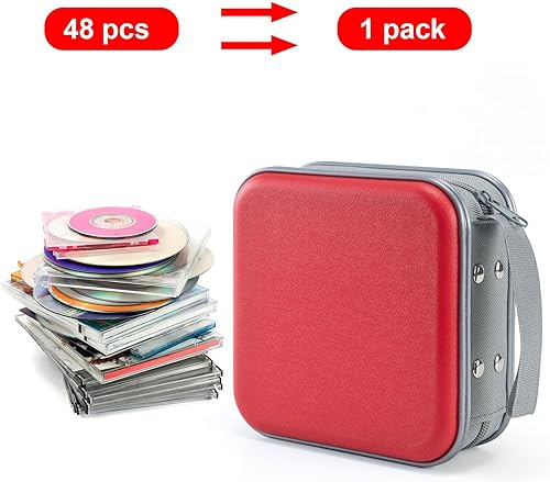 Miniatura 79 de Funda para DVD/CD, soporte portátil de capacidad para 48 - Organizador de cartera de almacenamiento de plástico duro para automóvil (morado)