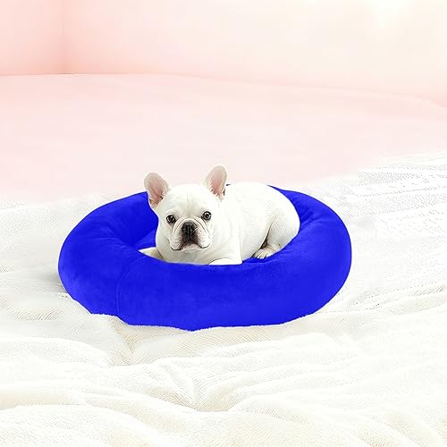 Miniatura 2 de Blue Solid Color Pure Plain Donut Cuddler Pet Dog Beds fluffier Dog & Cat Cushion for Extra Small Size Pets Sleeping Camas para mascotas Grandes