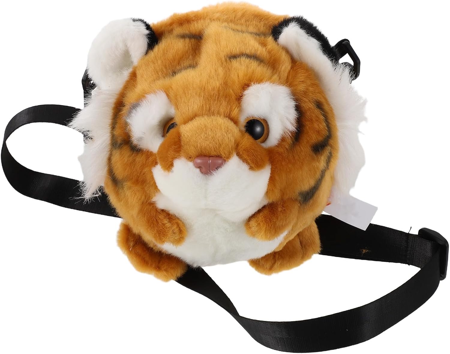 Tiger Crossbody Purse: Stuffed Animal Messenger Bag - Plush Shoulder Bag - Novelty Cartoon Fuzzy Handbag for Girls and Women - Coin Storage Pouch Chocolate