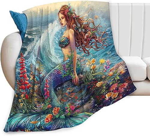 Miniatura 294 de Tijuboni Manta con diseño de tortuga marina y océano, regalos náuticos para mujeres, hombres, niñas, niños y adultos, manta de franela suave para