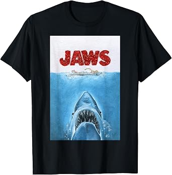 Jaws 50th Anniversary Poster Textured Style Front & Back T-Shirt