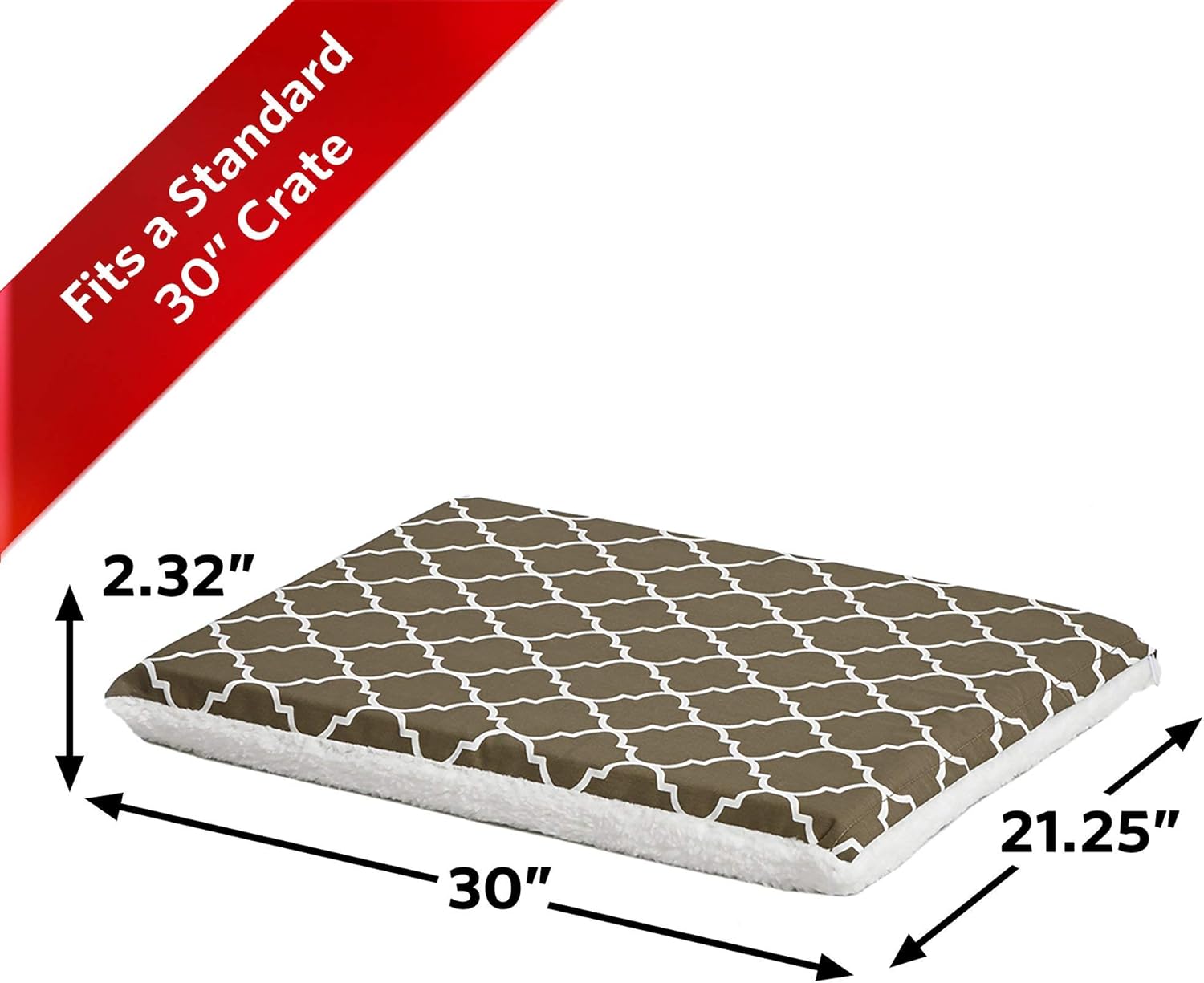 MidWest Homes for Pets Quiet Time Teflon Defender Dog Beds; Pet Beds Designed to Fit Folding Metal Dog Crates, Brown & White Geometric Pattern, 30-Inch