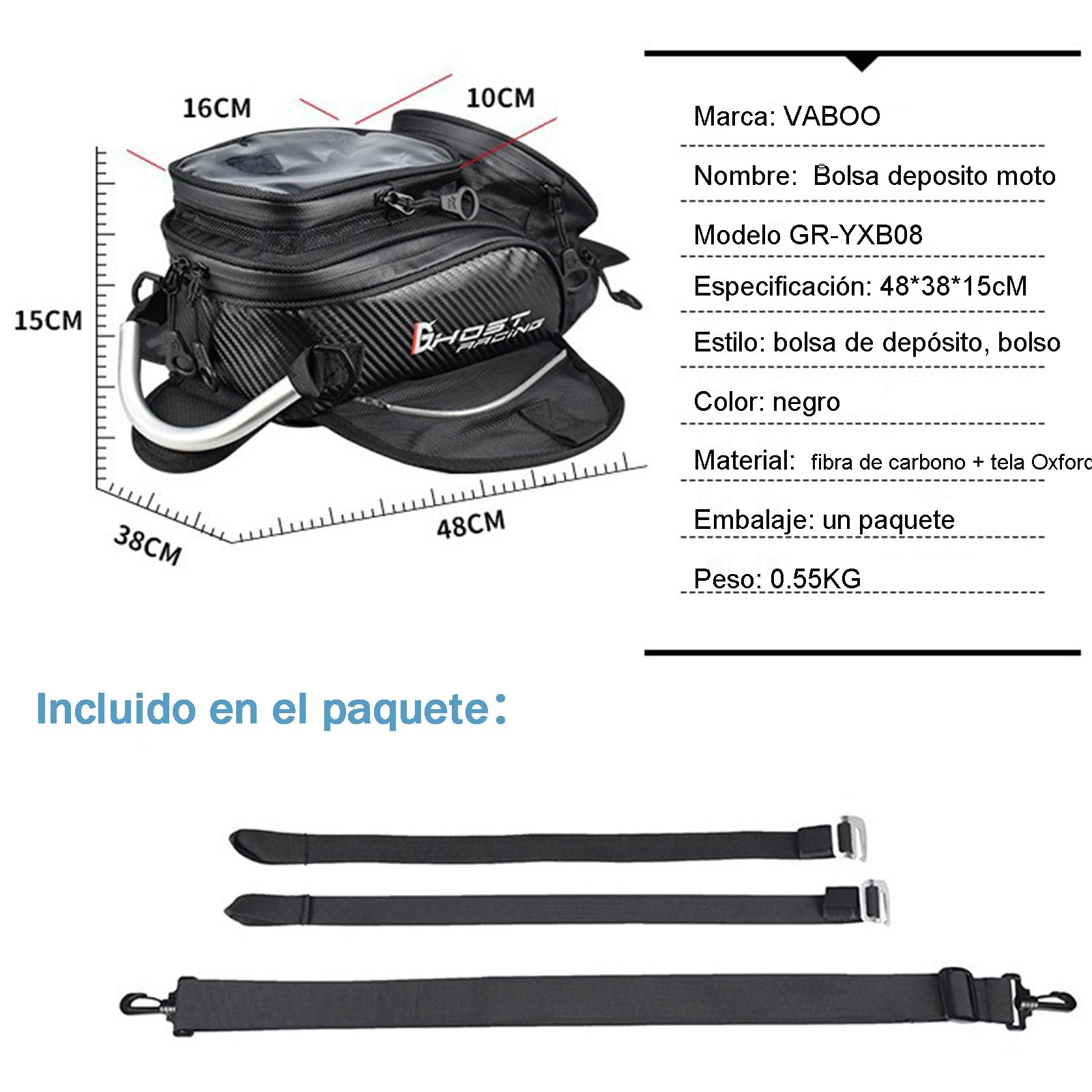 Bolsa de Tanque de Motocicleta Universal Oxford Saddle Negro - Impermeable Bolsa Magnética para Teléfono de Pantalla táctil de 6,5 Pulgadas Accesorios de Moto Universales