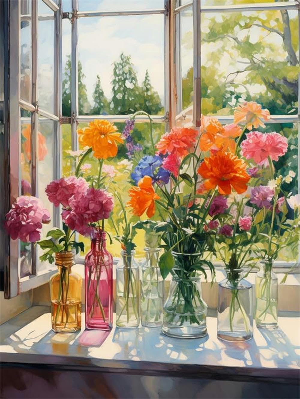 Kit de inicio de bordado para principiantes, kit de punto de cruz, juego de costura, hilo de algodón, lona impresa, decoración del hogar, 11 quilates, flores brillantes en un florero, impresión de