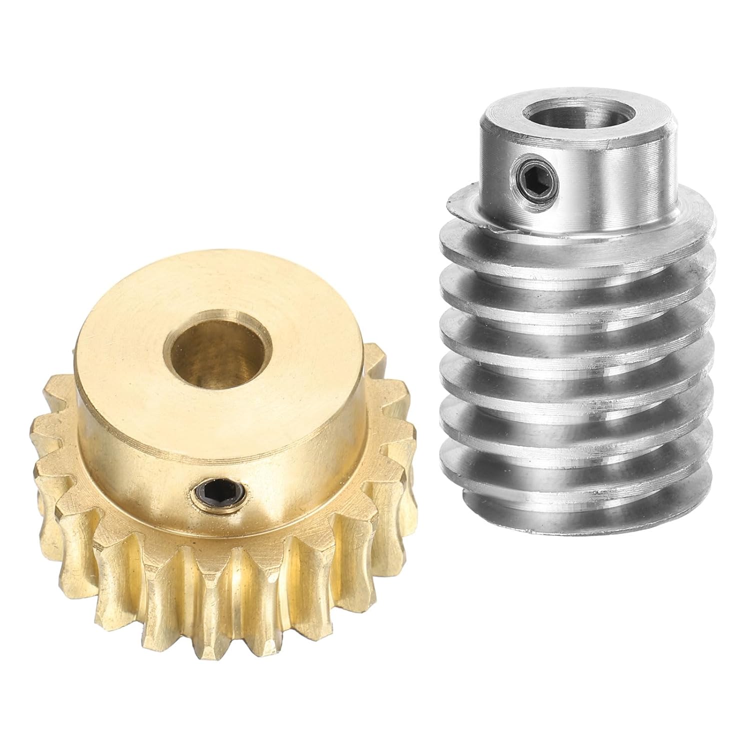 uxcell Worm Gear Set 20T 1.5 Module 20:1 Reduction Rate, Right Rotation Drive Gear Box Wheel Reduce Transmission Part (Brass Gear-8mm Bore, #45 Steel Rod 10mm Bore)