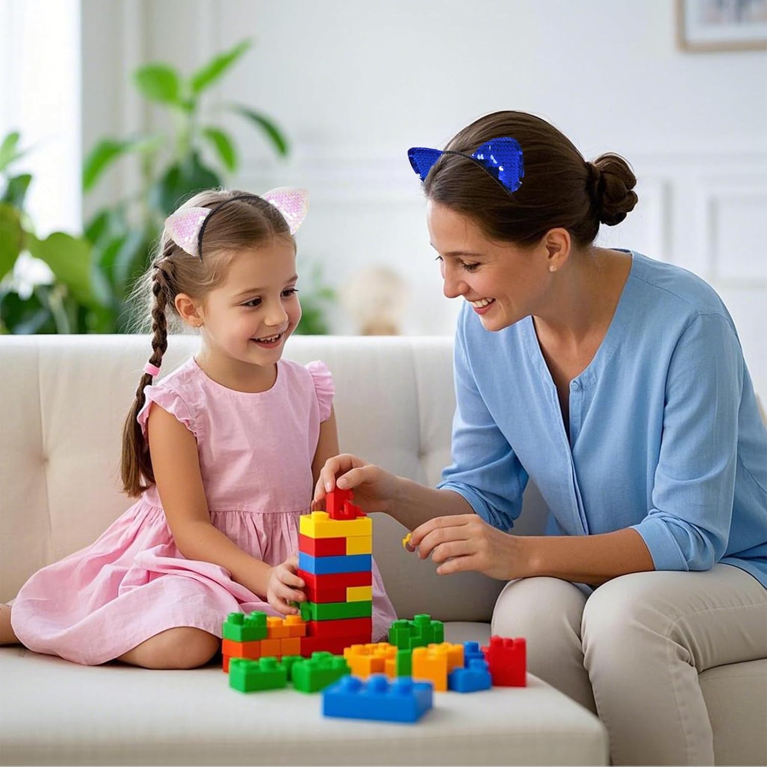 Cat Ears Headbands for Women Girls Glitter Sequin Cat Ears Headbands for Birthday Halloween Party Supplies (Style 1, 10) - Image 6