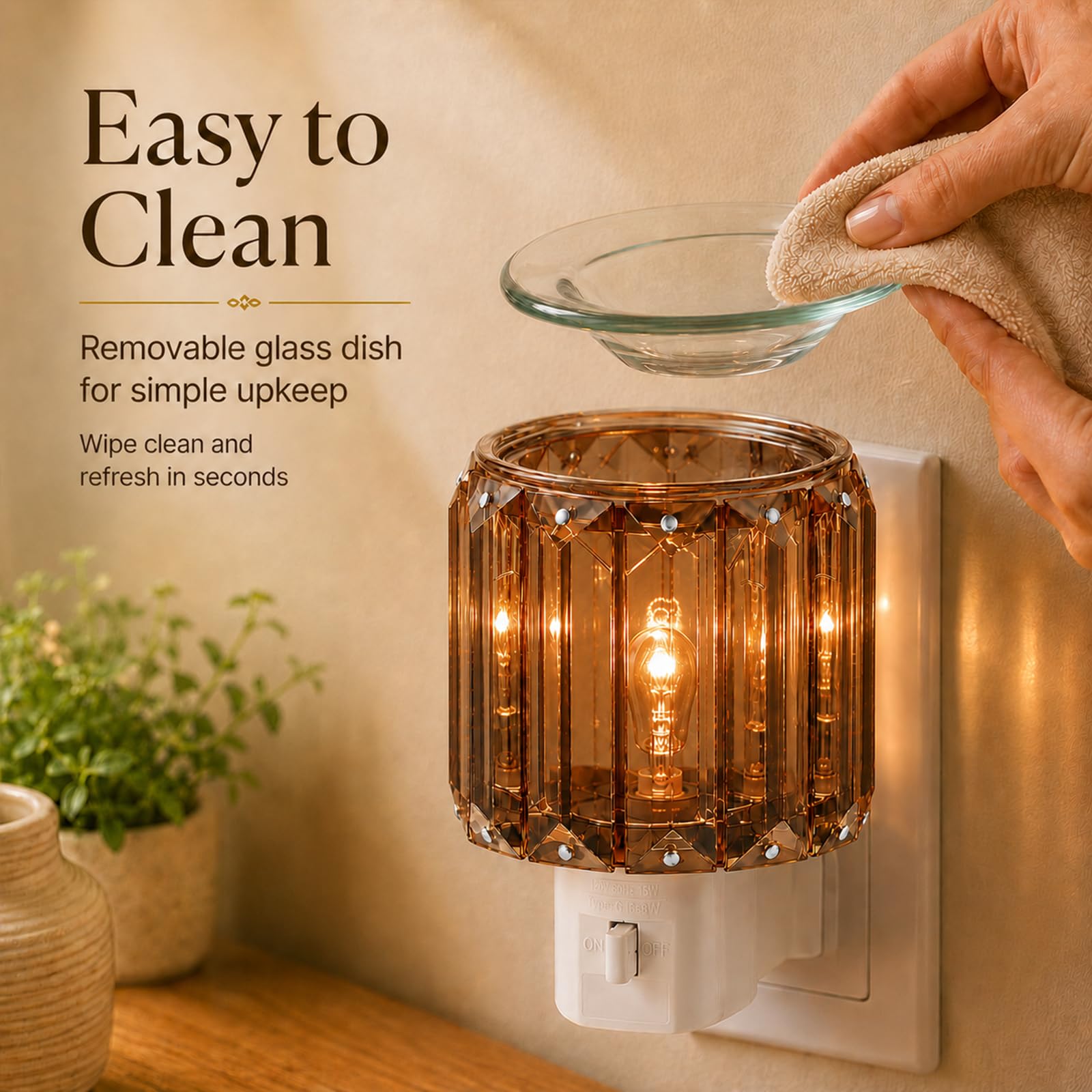 MeplLivs Warmers - Calentador de fragancia enchufable, enchufe decorativo para calentar velas perfumadas (dorado)
