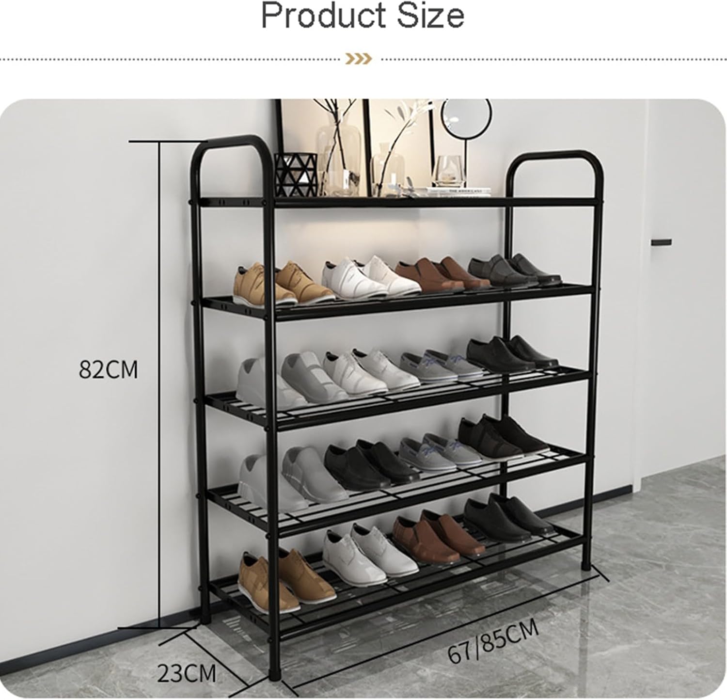 5 Tier Shoe Slots Rack Entryway Carbon Steel Shoe Rack Organizer Closet, Rust Resistant Shoe Storage Shelf for Bedroom Hallway Indoor Outdoor, Space Saving (A 85x23x82cm)