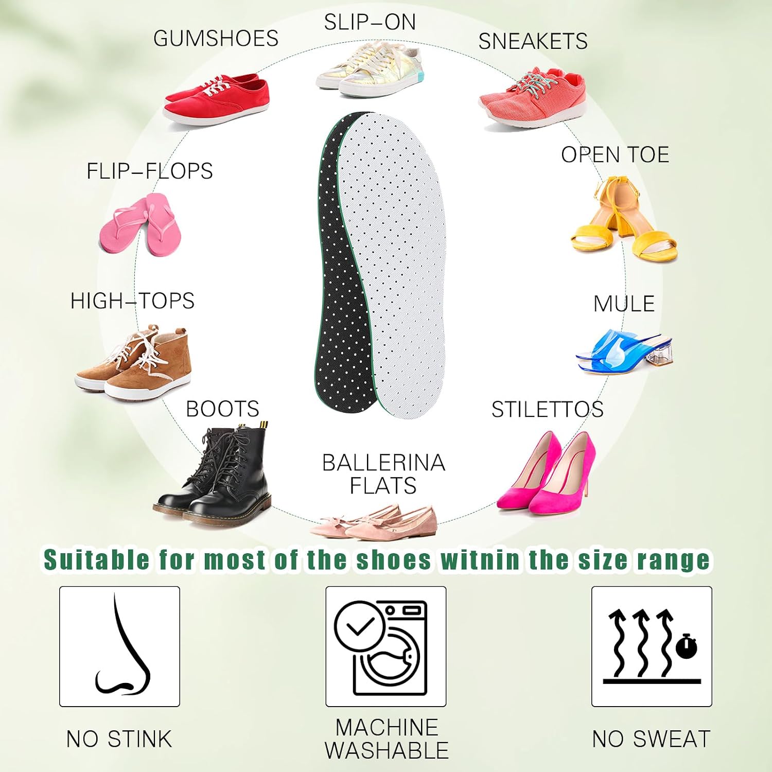 DIY Self Cut Foam Insole Foam Inserts for Shoes Sweat-Absorbing Sports Insoles No Slipping Thin Insole for Women Man, 71 x 6 Inches