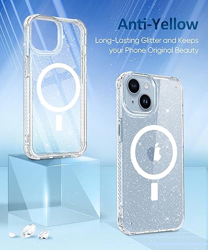 Miniatura 10 de MIODIK Funda compatible con iPhone 15 Plus con 2 protectores de pantalla + 2 protectores de lente de cámara, no amarillenta funda transparente con