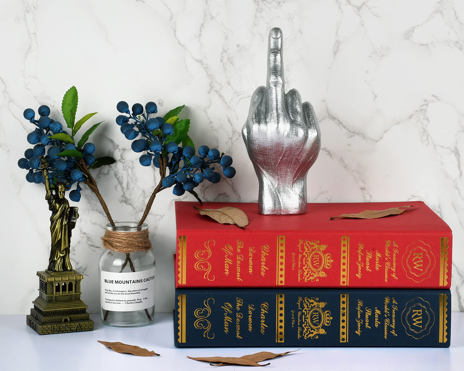 DS. Distinctive Style Statue de Doigt d'honneur - Cadeau Amusant - 20 cm - Décoration de Bureau en résine