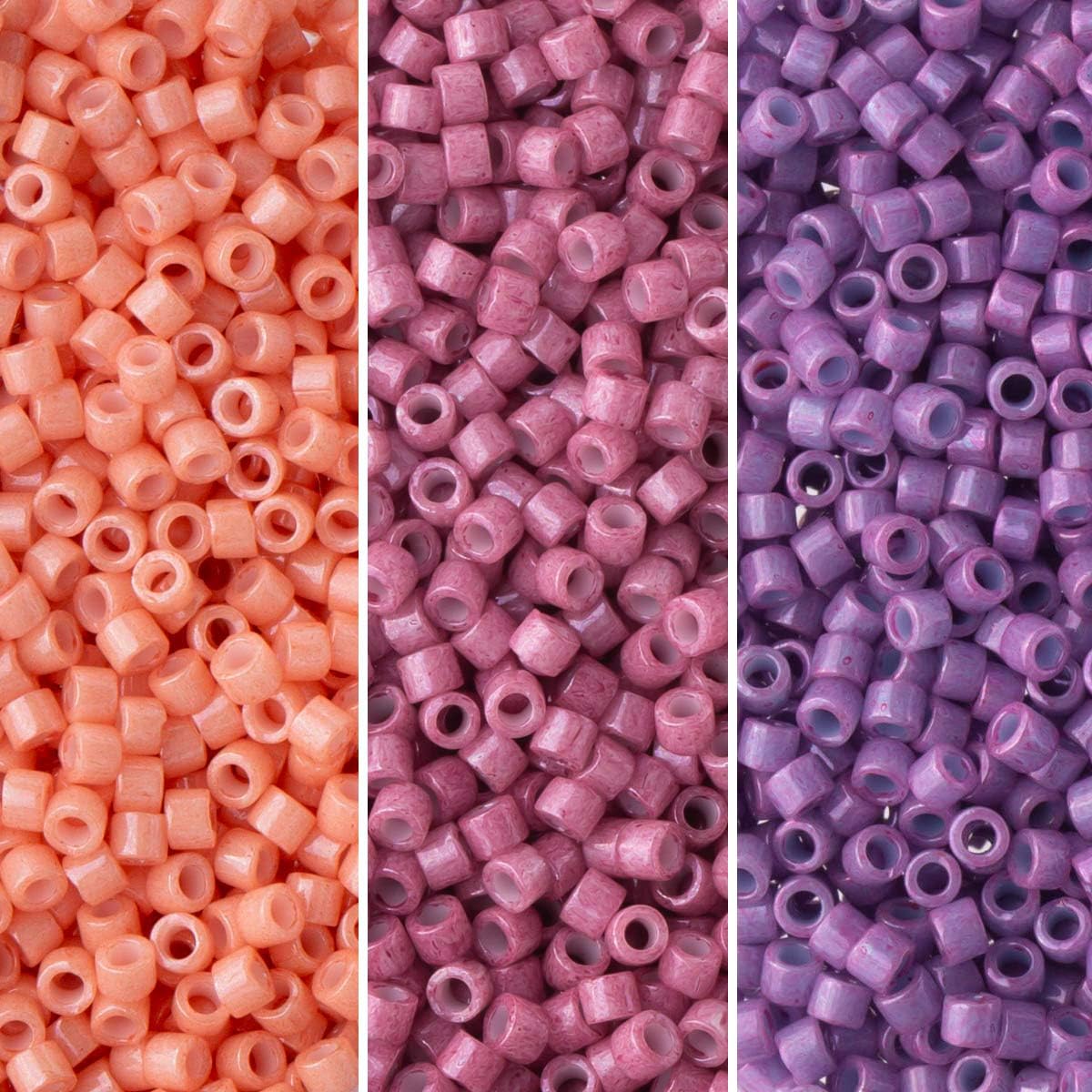 Miyuki Delica Seed Beads Bundle: Size 11/0, Purple Opaque Palette Collection DB660, DB1363, DB1376-3 Tubes of 7.2 Grams ea