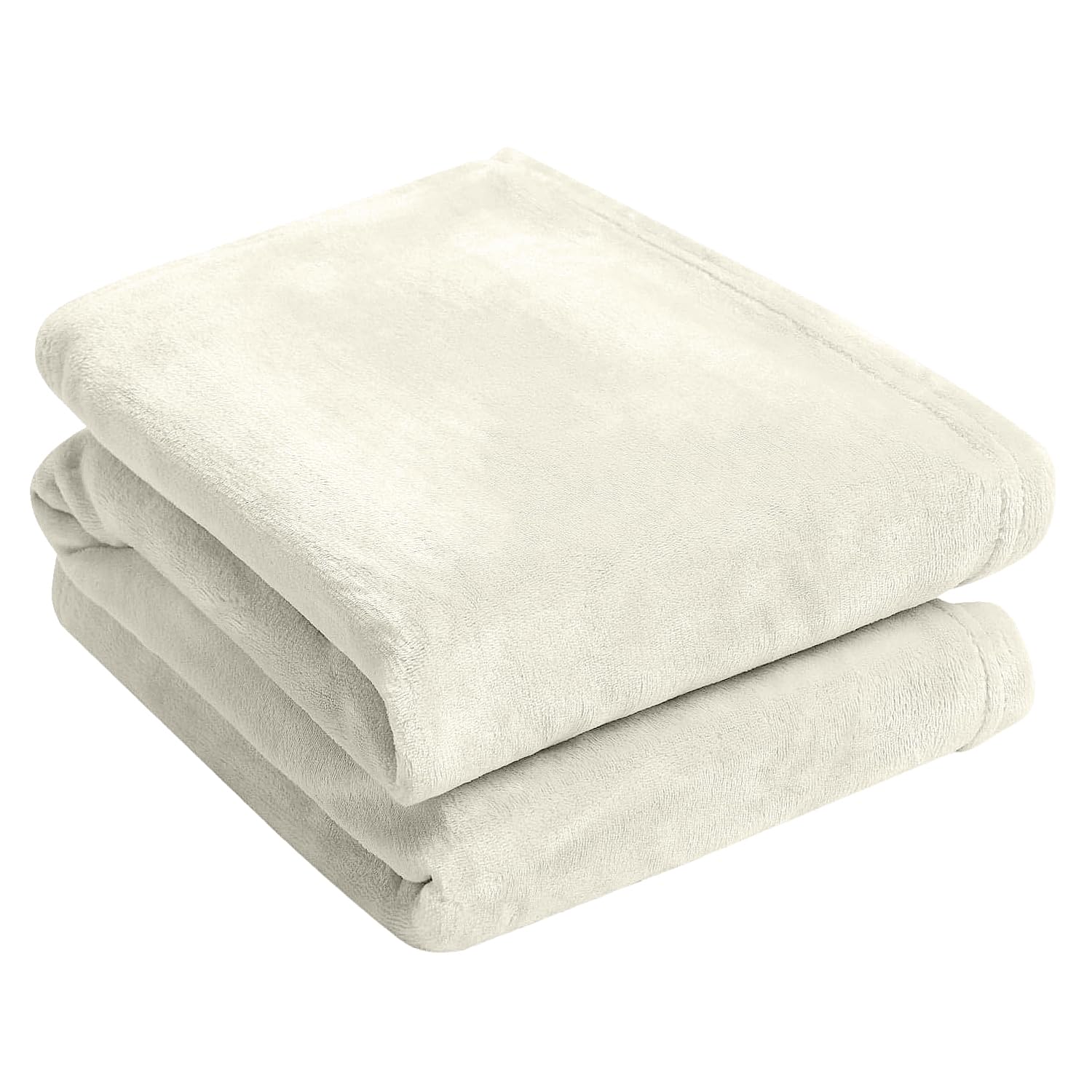 Luxury Mink Faux Fur Warm Throw, Over Sofa Bed Soft Blanket, Cosy Fleece Throw Blanket, Soft Fluffy Solid Blanket, Sofa & Duvet Bedding Throws (Ivory, Double)