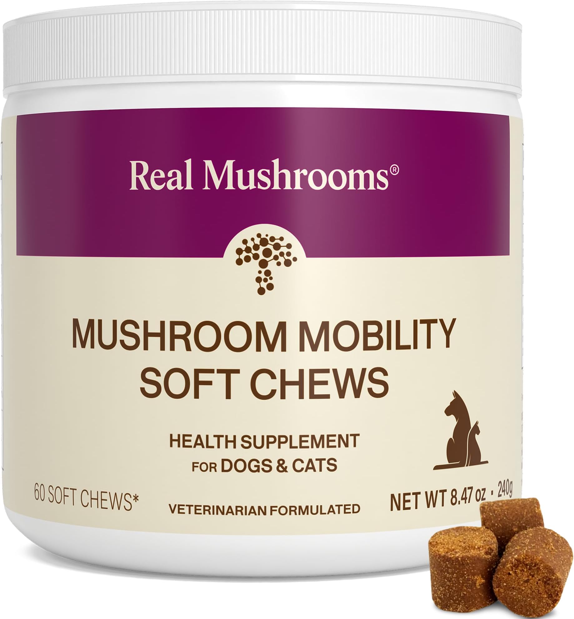 Mobility Chews for Dogs & Cats – Green Lipped Mussel & ErgoGold Mushroom Blend – Dogs & Cat Vitamins Treats for Active Routines – Joint, Hip & Flexibility Support – 240 ct Supplement