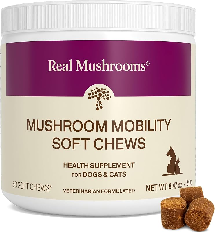 Suplemento Fitoterápico para Mobilidade de Cães e Gatos Real Mushrooms em Mastigáveis, 240 unidades